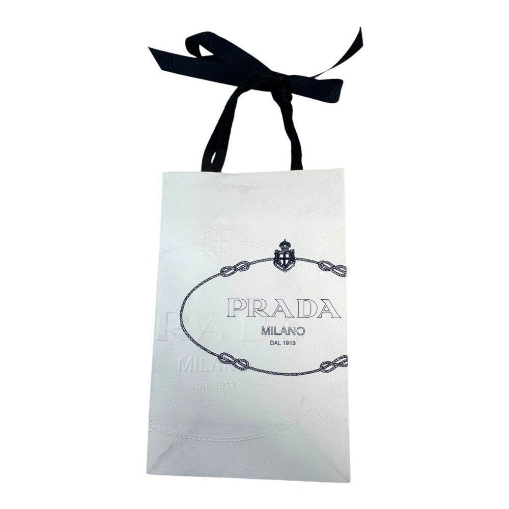 Prada Milano White Paper Gift Bag With Ribbon Handles Authentic Scarf Jewelry